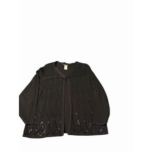 Jones New York Black Beaded Cardigan Sweater Xl  Long Sleeve‎ Classic Chic